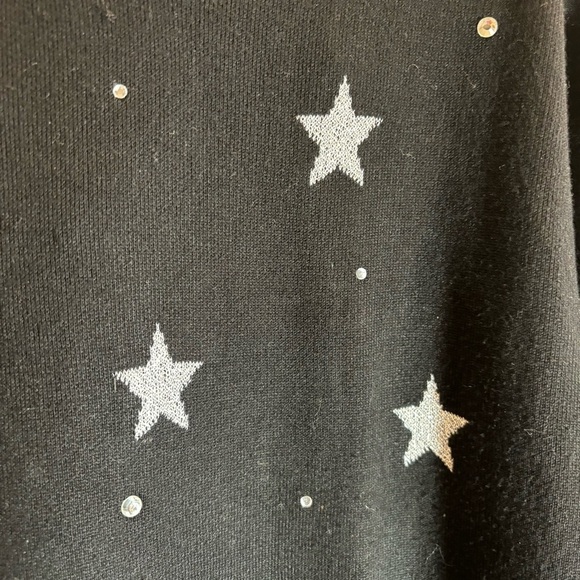 MARLED REUNITED CLOTHING Sz L Silver Stars Rhinestone Studded  Hooded Sweater - Picture 2 of 8